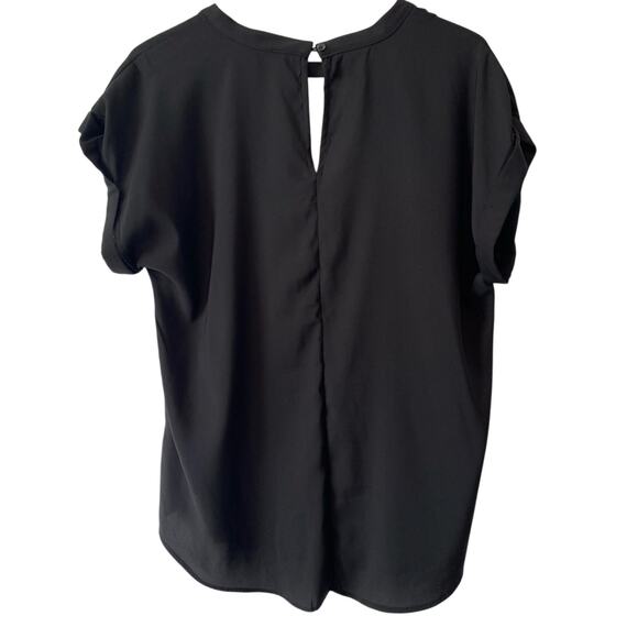 So Goods For Life Womens L Chic Simple Sheer Blouse Black Cutout Office Business - Picture 4 of 10